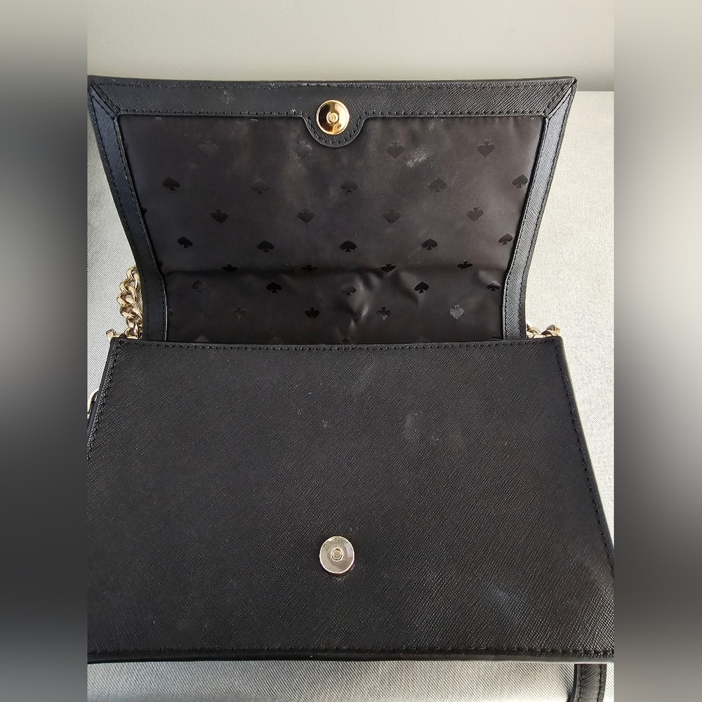 KATE SPADE Madison Flap Black Saffiano Leather Crossbody Bag Purse - Picture 4 of 7